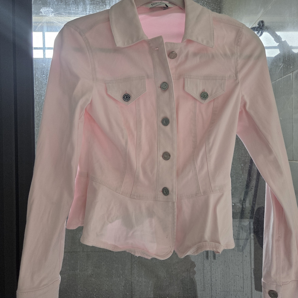 White House Black Market Light Pink Jean Jacket